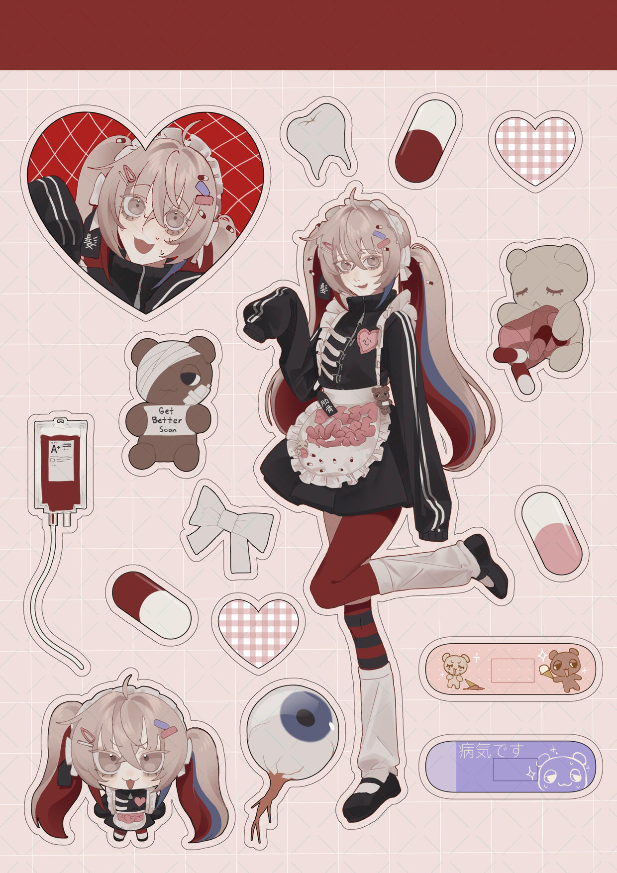 2024 Original Character Sticker Sheet Design